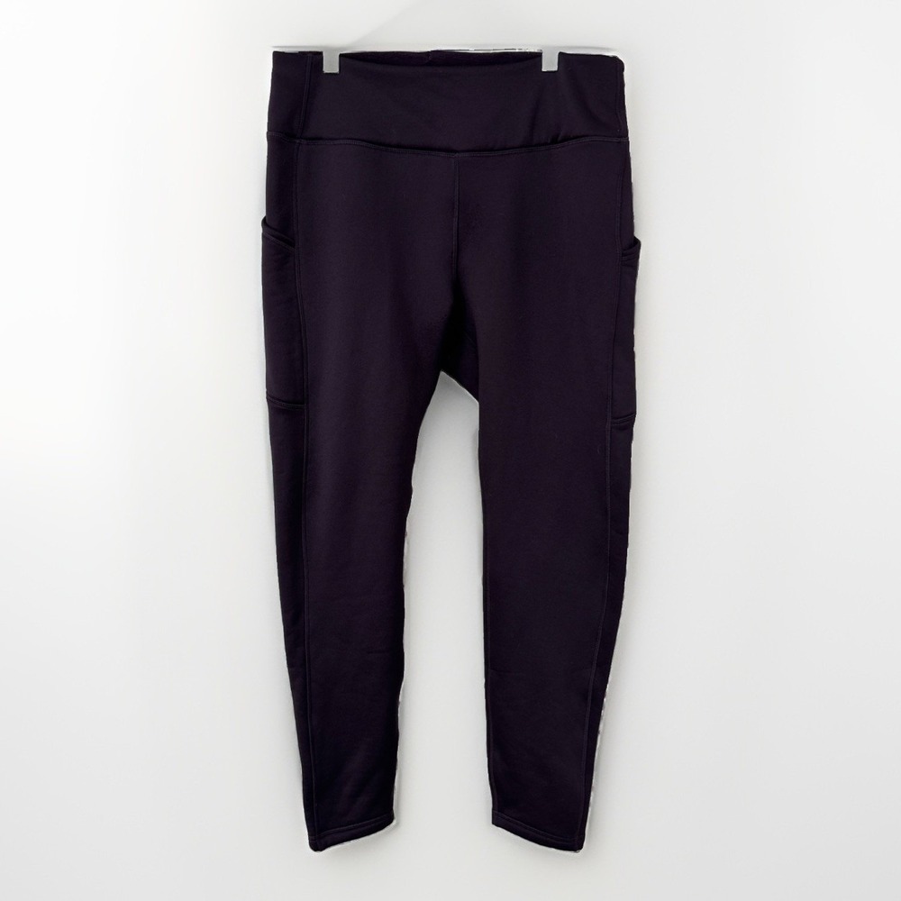 Old Navy Go Dry Fleece Lined Leggings Ultracoze Womens Pockets Size L Purple